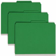 Smead Premium Pressboard Classification Folders with SafeSHIELD® Coated Fastener Technology - Letter - 8 1/2" x 11" Sheet Size - 2" Expansion - 6 Fastener(s) - 2" Fastener Capacity for Folder, 1" Fastener Capacity for Divider - 2/5 Tab Cut - Right of Center Tab Location - 2 Divider(s) - 25 pt. Folder Thickness - Premium Pressboard - Green - Recycled - 10 / Box