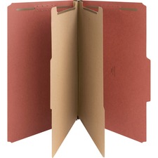 Nature Saver 2/5 Tab Cut Legal Recycled Classification Folder - 8 1/2" x 14" - 6 Fastener(s) - 2" Fastener Capacity for Folder, 1" Fastener Capacity for Divider - 2 Divider(s) - Pressboard - Red - 100% Recycled - 10 / Box