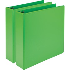Samsill Earth's Choice Plant-based View Binders - 2" Binder Capacity - Letter - 8 1/2" x 11" Sheet Size - 425 Sheet Capacity - 3 x Round Ring Fastener(s) - 2 Internal Pocket(s) - Chipboard, Polypropylene, Plastic - Lime - 2.24 lb - Recycled - Clear Overlay, Durable - 2 / Pack