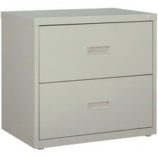 Lorell Value Lateral File - 2-Drawer - 30" x 18.6" x 28.1" - 2 x Drawer(s) for File - A4, Letter, Legal - Interlocking, Ball-bearing Suspension, Adjustable Glide - Light Gray - Steel - Recycled