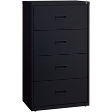 Lorell Value Lateral File - 2-Drawer - 30" x 18.6" x 52.5" - 4 x Drawer(s) for File - A4, Legal, Letter - Adjustable Glide, Ball-bearing Suspension, Label Holder - Black - Steel - Recycled