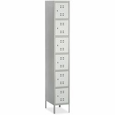 Safco Six-Tier Two-tone Box Locker with Legs - 18" x 12" x 78" - Recessed Locking Handle