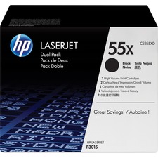 HP 55X (CE255XD) Original Toner Cartridge - Dual Pack - Laser - 12500 Pages - Black