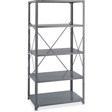 Safco Commercial Shelf Kit - 36" (91.44 cm) Width x 12" (30.48 cm) Depth x 75" (190.50 cm) Height - 5 x Shelf(ves) - 3750 lb (1700971.39 g) Load Capacity - Double-sided - Gray - Powder Coated, Dark Gray - Steel - Recycled