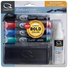 Quartet Endura-Glide Dry-Erase Marker Kit - Chisel Marker Point Style - Red, Blue, Green, Black - 1 / Set