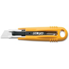 Olfa SK-4 Self-Retracting Safety Knife - Self-retractable - Stainless Steel - Silver, Yellow - 1 Each