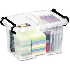 Greenside Smart Storage Box - Internal Dimensions: 7.25" (184.15 mm) Width x 9.50" (241.30 mm) Depth x 6.25" (158.75 mm) Height - External Dimensions: 8.8" Width x 12" Depth x 6.8" Height - 6 L - 25 x CD/DVD - Polypropylene - Clear - For Stationary - 1 Each