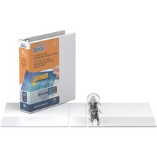QuickFit QuickFit Round Ring Deluxe Junior View Binder - 1 1/2" Binder Capacity - 5 1/2" x 8 1/2" Sheet Size - Round Ring Fastener(s) - 2 Internal Pocket(s) - White - Recycled - Clear Overlay, Antimicrobial - 1 Each