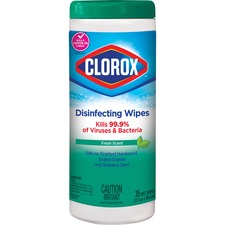 Clorox Disinfecting Wipe - For Acrylic, Glass, Vinyl, Mirror, Wood, Tile - Fresh Scent - 35 / Tub - 1 Each - Disinfectant, Pre-moistened, Streak-free, Kill Germs