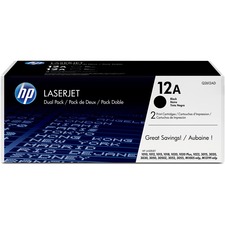 HP 12A (Q2612D) Original Toner Cartridge - Dual Pack - Laser - Standard Yield - 2000 Pages - Black