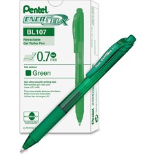 Pentel EnerGel X BCA Retractable Gel Pens - Medium Pen Point - 0.7 mm Pen Point Size - Refillable - Retractable - Green Gel-based Ink - Green Barrel - Metal Tip - 1 Dozen