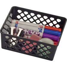 Officemate Plastic Supply Basket - 2.4" Height x 6.1" Width x 5" Depth - Black - Plastic