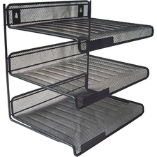 Winnable Letter Tray - 3 Tier(s) - 12.8" Height x 12.5" Width x 9.3" DepthDesktop - Black - 1 Each