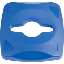 Rubbermaid Commercial Untouchable Single Stream Recycling Container Combo Lid - Square - Plastic - 1 Each - Blue