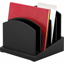 Victor Midnight Black Collection Incline File Sorter - Desktop - Durable, Rubber Feet, Adjustable Slot, Removable Divider, Sturdy - Matte Black - Black - Wood - 1 Each
