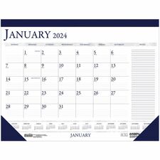 House of Doolittle Small Blocks 12-Month Desk Pad - Julian Dates - Monthly - 1 Year - January 2023 - December 2023 - 1 Month Single Page Layout - 18 1/2" x 13" Sheet Size - 1.50" x 1.88" Block - Desk Pad - Blue, Gray - Paper, Chipboard - 13" Height x 18.5" Width - Reference Calendar, Reinforced - 1 Each