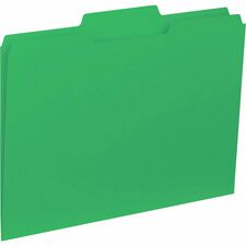 Business Source 1/3 Tab Cut Letter Recycled Top Tab File Folder - 8 1/2" x 11" - Top Tab Location - Assorted Position Tab Position - Green - 10% Recycled - 100 / Box