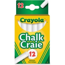 Crayola Chalkboard Chalk Stick - White - 12 / Pack - Break Resistant, Non-toxic