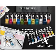 Grumbacher Watercolor 12-Color Paint Set - 12 Color(s) - Alizarin Crimson, Burnt Sienna, Deep Cadmium Yellow, Cadmium Yellow Pale, Chinese White, Payne's Gray, Sap Green, Phthalo Blue, Ultramarine Blue, Viridian, Yellow Ochre, ... - 0.25 fl oz - 1 / Set