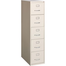 Lorell Commercial Grade Vertical File Cabinet - 5-Drawer - 15" x 26.5" x 61" - 5 x Drawer(s) for File - Letter - Vertical - Ball-bearing Suspension, Heavy Duty, Security Lock - Recycled