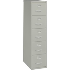 Lorell Commercial Grade Vertical File Cabinet - 5-Drawer - 15" x 26.5" x 61" - 5 x Drawer(s) for File - Letter - Vertical - Security Lock, Ball-bearing Suspension, Heavy Duty - Recycled