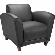 Reception Seating Club Chair Black Leather Seat - Black 