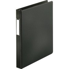 Business Source Slanted D-ring Binders - 1" Binder Capacity - 3 x D-Ring Fastener(s) - 2 Internal Pocket(s) - Chipboard, Polypropylene - Black - PVC-free, Non-stick, Spine Label, Gap-free Ring, Non-glare, Heavy Duty, Open and Closed Triggers - 1 Each