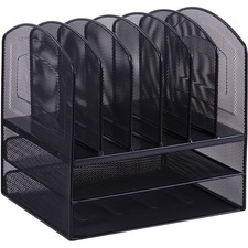 Lorell Steel Mesh Desk Organizer - 8 Compartment(s) - Sturdy - Steel - 1 Each