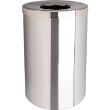 Genuine Joe 30 Gallon Stainless Steel Trash Receptacle - 113.56 L Capacity - Durable, Heavy Duty - 31.5" Height x 20" Diameter - Stainless Steel - Silver - 1 Each