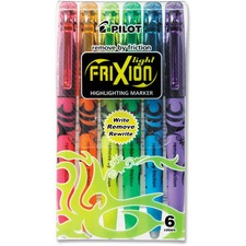 FriXion Light Erasable Highlighter - Chisel Marker Point Style - Fluorescent Assorted Cetone Based Ink - Rubber Tip - 6 / Pack