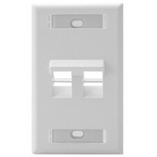 Leviton Angled Single-Gang QuickPort Wallplate with ID Windows, 2-Port, White