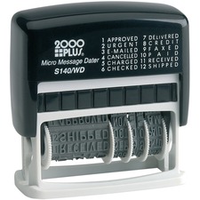 COSCO 2000 Plus Micro Message 6-year Dater Stamp - Message/Date Stamp - "APPROVED, URGENT, E-MAILED, CANCELLED, CHARGED, CHECKED, CREDIT, FAXED, PAID, RECEIVED, SHIPPED, ..." - 0.16" Impression Width x 11.06" Impression Length - 5000 Impression(s) - 1 Each