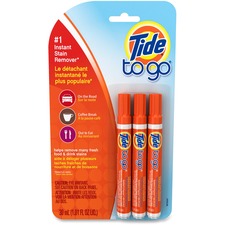 Tide Tide-to-Go Instant Stain Remover Pen - For Fabric - 0.3 fl oz (0 quart) - 3 / Pack - Phosphate-free