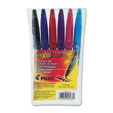 FriXion Erasable Rollerball Pen - Fine Pen Point - 0.7 mm Pen Point Size - Black, Blue, Red, Purple, Pink, Turquoise Gel-based Ink - Black, Blue, Red, Purple, Pink, Turquoise Barrel - 6 / Set