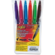 FriXion Rollerball Pen - 0.7 mm (0.03") Fine Pen Point - Erasable - Pink, Turquoise, Orange, Purple, Lime Green, Red Ink - Gel-based - Pink, Turquoise, Orange, Purple, Lime Green, Red Barrel - 6 / Set