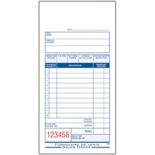 Adams Sales Order Forms Book - 50 Sheet(s) - 3 PartCarbonless Copy - 7" x 3" Form Size - Pink, White, Yellow - 1 Each