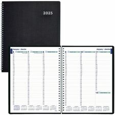 Blueline Blueline Duraflex Weekly Planner - Julian Dates - Weekly - January 2024 - December 2024 - 7:00 AM to 8:45 PM - Quarter-hourly, 7:00 AM to 4:45 PM - Quarter-hourly - 11" x 9 1/16" Sheet Size - Twin Wire - Black - Poly, Paper - Hard Cover, Heavy Du
