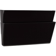 Storex Legal Size Wall Pocket - 7" Height x 16.3" Width x 4" Depth - 100% Recycled - Black - Plastic - 2 / Pack