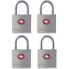 Master Lock 7/8in (22mm) Wide Solid Metal TSA-Accepted Luggage Lock; 4 Pack - Keyed Alike - 93.75 mil (2.38 mm) Shackle Diameter - Rust Resistant - Metal, Solid Brass - 4 / Pack