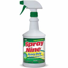 Spray Nine Heavy-Duty Cleaner/Degreaser w/Disinfectant - 32 fl oz (1 quart)Bottle - 1 Each - Disinfectant, Water Based, Petroleum Free, Antibacterial - Clear