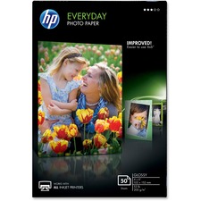 HP Glossy Photo Paper-50 sheet/4 x 6 in - Photo Paper - 4" x 6" - 53 lb Basis Weight - Glossy - 1 / Each - White