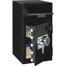 Sentry Safe Depository Electronic Lock Safe - 45.30 L - Programmable, Electronic Lock - 5 Live-locking Bolt(s) - Fire Resistant, Water Resistant, Theft Resistant - for Home, Money, Document - Internal Size 17.5" x 13.7" x 11.3" - Overall Size 27" x 14" x 15.6" - Black - Steel, Stainless Steel, Chrome