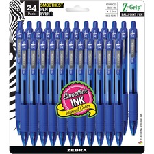 Zebra Z-Grip Retractable Ballpoint Pens - Medium Pen Point - 1 mm Pen Point Size - Retractable - Blue - Clear Barrel - 24 / Pack