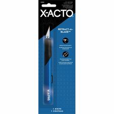 X-Acto Retract-A-Blade No. 1 Knife - Carbon Steel Blade - Retractable, Comfortable Grip, Anti-roll, Durable, Replaceable Blade - Metal - Blue - 1 Each