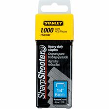 Stanley SharpShooter Heavy-Duty 1/4" Staples - Heavy Duty - 1/4" - 1/4" Leg - 3/8" Crown - Insulated - Silver - 5.08" (129.03 mm) Height x 1.83" (46.48 mm) Width0.78" (19.81 mm) Length - 1000 / Box