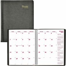 Brownline Monthly Planner - Julian Dates - Monthly - 14 Month - December 2023 - January 2025 - 1 Month Double Page Layout - 8 1/2" x 11" Sheet Size - Twin Wire - Black - Vinyl - Black CoverNotes Area, Reference Calendar, Address & Phone Page - 1 Each