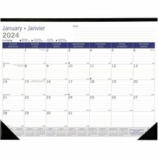 Blueline Blueline Monthly Desk Pad Calendar - Monthly - January 2023 - December 2023 - 1 Month Single Page Layout - 17" x 22" Sheet Size - Desk Pad - Chipboard - Bilingual, Reinforced - 1 Each