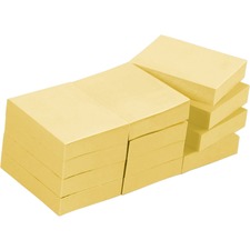 Post-it® Greener Notes, Canary Yellow, 36 mm x 51 mm, 12/Pack, 653-RP - 1.42" x 2.01" - Rectangle - 100 Sheets per Pad - Canary Yellow - Recyclable - 12 / Pack - Recycled