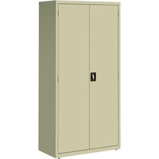 Lorell Fortress Series Storage Cabinets - 36" x 18" x 72" - 5 x Shelf(ves) - Recessed Locking Handle, Hinged Door, Durable - Putty - Powder Coated - Steel - Recycled