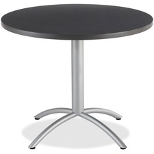 Iceberg CafeWorks 36" Round Cafe Table - For - Table TopMelamine Round Top - Powder Coated Base x 1.1" Table Top Thickness x 36" Table Top Diameter - 30" Height - Assembly Required - Graphite - 1 Each